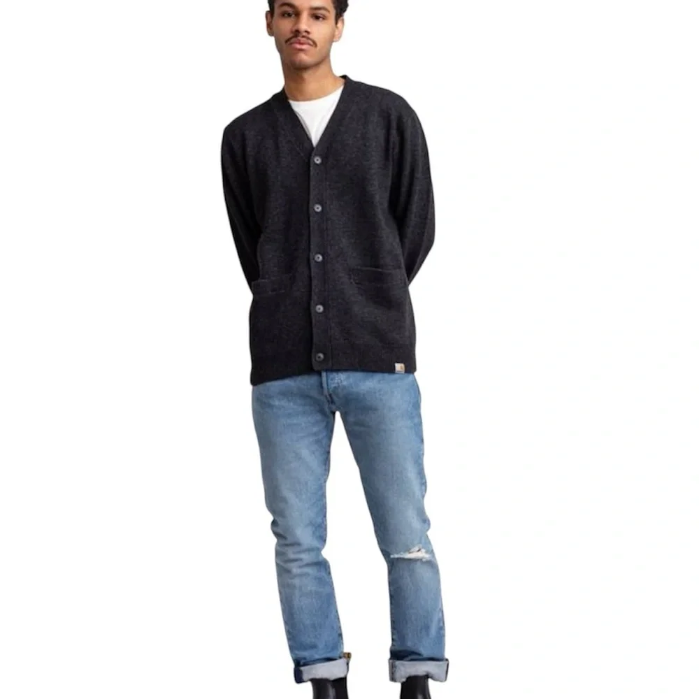 Carhartt WIP Allen Gray Cardigan, Lamb’s Wool Blend, Casual, Preppy, Academic S - Picture 3 of 13